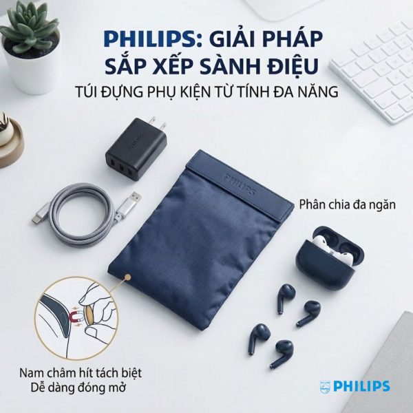 Túi đựng, bảo vệ phụ kiện hãng Philips, nắp hút nam châm, túi lưu trữ đa năng - ảnh 1