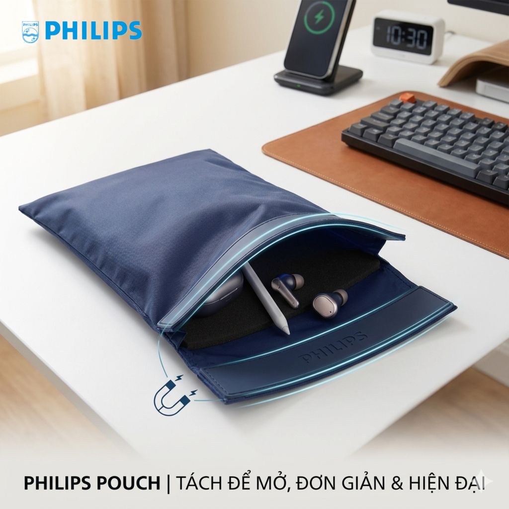 Túi đựng, bảo vệ phụ kiện hãng Philips, nắp hút nam châm, túi lưu trữ đa năng - ảnh 4