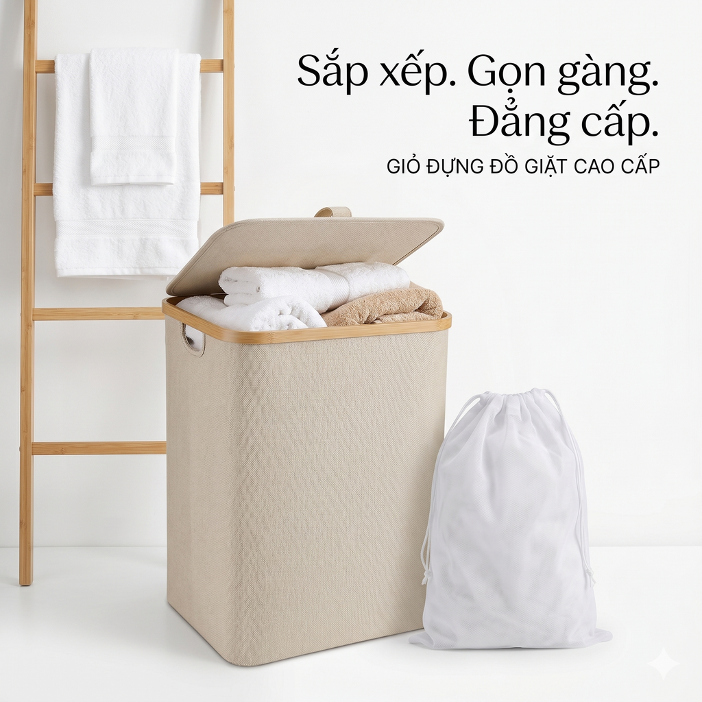 Túi đựng đồ giặt 2 ngăn YAMAGA HOME 140L - 01202CW ( hàng Amazon Mỹ ) - ảnh 2