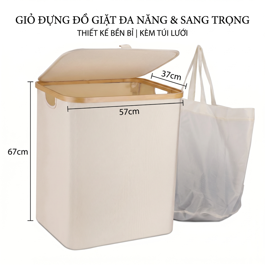 Túi đựng đồ giặt 2 ngăn YAMAGA HOME 140L - 01202CW ( hàng Amazon Mỹ ) - ảnh 4