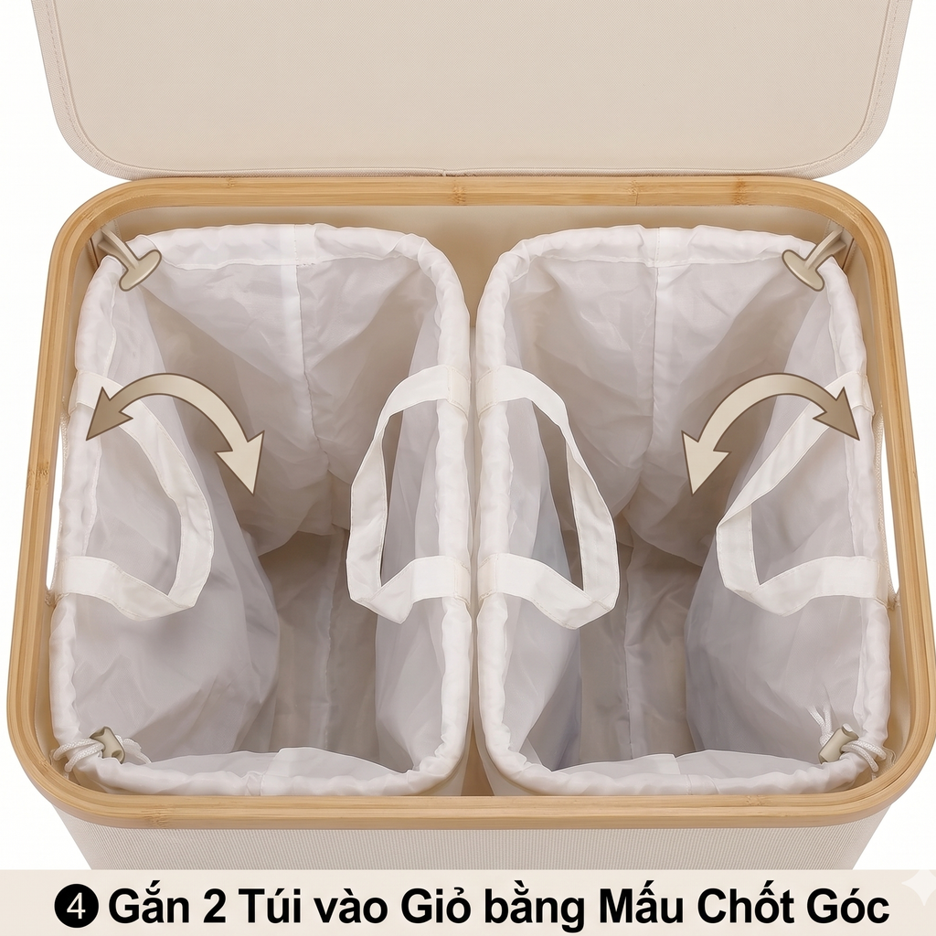 Túi đựng đồ giặt 2 ngăn YAMAGA HOME 140L - 01202CW ( hàng Amazon Mỹ ) - ảnh 5