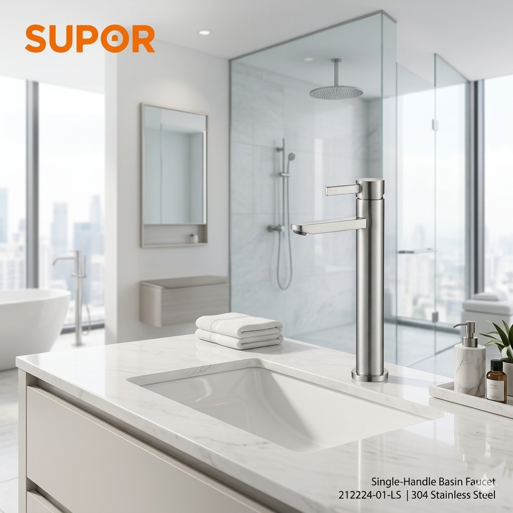 Vòi cao Lavabo rửa mặt hãng SUPOR 212224-01-LS có nóng lạnh , inox 304 - ảnh 1