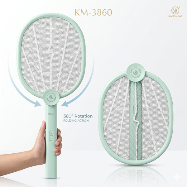 Vợt muỗi KM-3860 hãng KANGMING - thiết kế xoay - ảnh 1