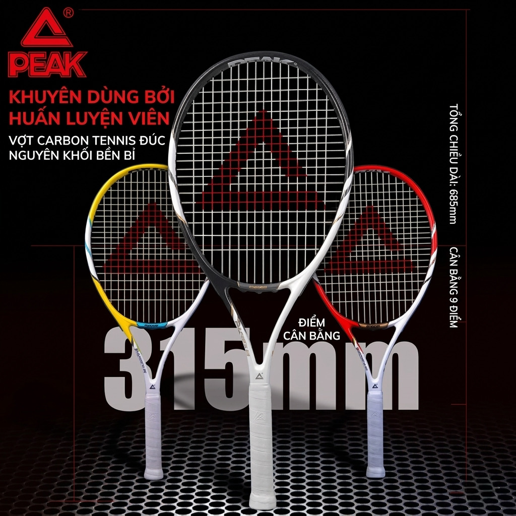 Vợt Tennis chính hãng PEAK , thân Carbon , nhẹ 280gram - hàng trưng bày. - ảnh 2