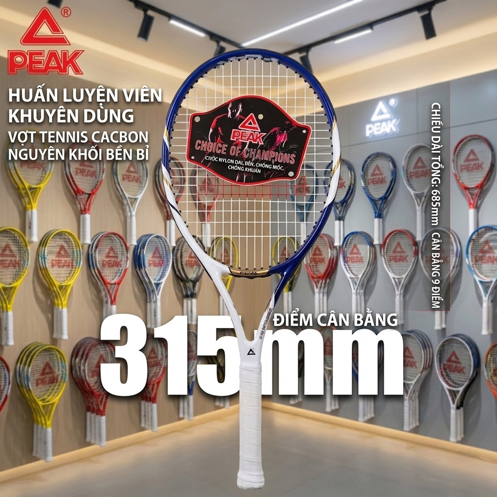 Vợt Tennis chính hãng PEAK , thân Carbon , nhẹ 280gram - hàng trưng bày. - ảnh 3